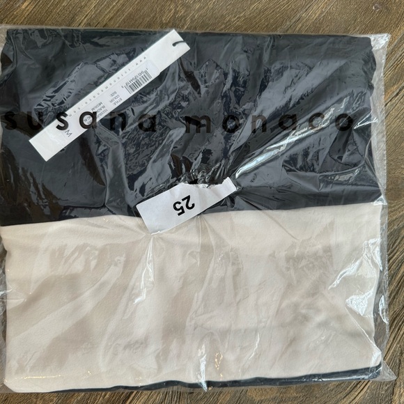 NWT Susana Monaco REVOLVE Mid Length Striped Tube Dress Tan / Black Size Medium - Picture 4 of 5